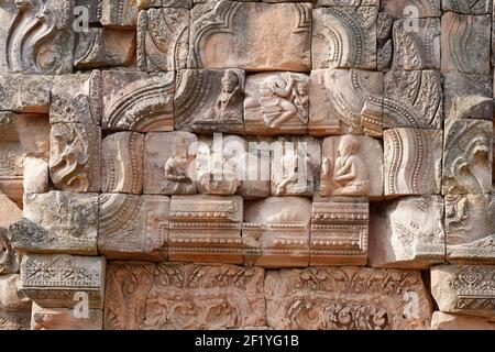 Phanom Rung is the name of an ancient sandstone castle in Buriram Province in Thailand. Stock Photo