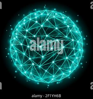 Abstract sphere wireframe mesh polygonal elements. Dot and web network, structure spherical. Vector illustration Stock Vector
