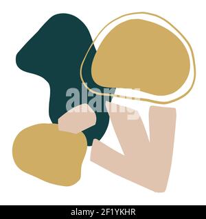 Contemporary compositions with geometric and botanical shapes. Abstract decor in boho style. Vector illustration Stock Vector