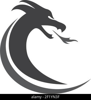 Dragon head logo template vector icon illustration Stock Vector