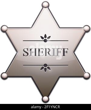 Sheriff Star with shadow isolated on white. Vector Illustration. EPS10 opacity Stock Vector