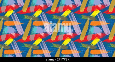 Abstract background with diagonal brush strokes. Painted handmade texture. Seamless pattern with paint strokes. Dirty artistic design elements. Stock Vector