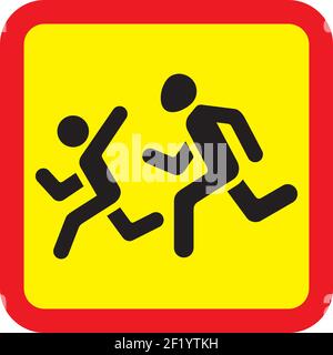 Sign children, Information sign with a silhouette of a person. Running mans sign. It can be used as an information sticker. Stock Vector