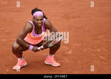 Serena Williams of Usa competes in Women's Singles match during day five of the 2015 French Open at Roland Garros on May 28, 2015 in Paris, France. Photo Philippe Millereau / KMSP / DPPI Stock Photo