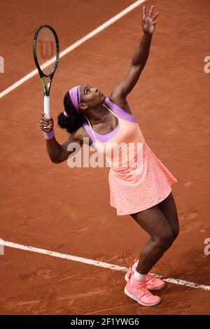 Serena Williams of Usa competes in Women's Singles match during day five of the 2015 French Open at Roland Garros on May 28, 2015 in Paris, France. Photo Philippe Millereau / KMSP / DPPI Stock Photo