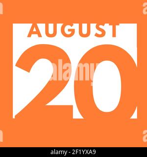 August 20 . flat modern daily calendar icon .date ,day, month .calendar for the month of August Stock Photo