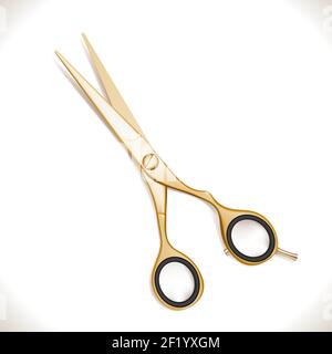 Golden Scissors isolated on white. Vector Illustration. EPS10 opacity Stock Vector