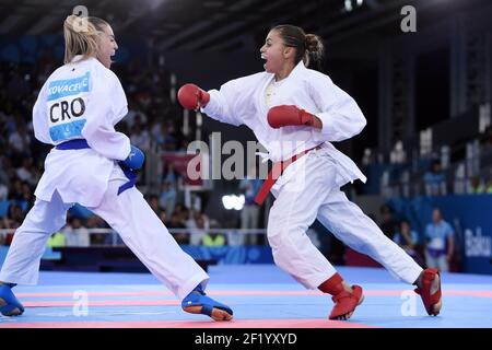 Emilie Thouy of France competes in Karate, women's Kumite -55kg, during the 1st European Olympic Games 2015 in Baku, Azerbaijan, Day 1, on June 13, 2015 - Photo Philippe Millereau / KMSP / DPPI Stock Photo