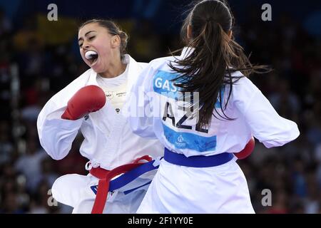 Emilie Thouy of France competes in Karate, women's Kumite -55kg, during the 1st European Olympic Games 2015 in Baku, Azerbaijan, Day 1, on June 13, 2015 - Photo Philippe Millereau / KMSP / DPPI Stock Photo