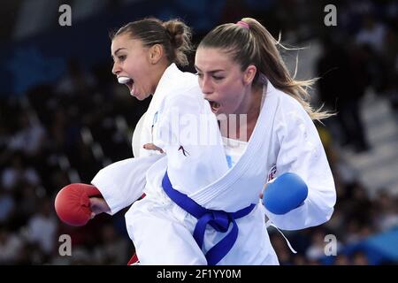 Emilie Thouy of France competes in Karate, women's Kumite -55kg, during the 1st European Olympic Games 2015 in Baku, Azerbaijan, Day 1, on June 13, 2015 - Photo Philippe Millereau / KMSP / DPPI Stock Photo