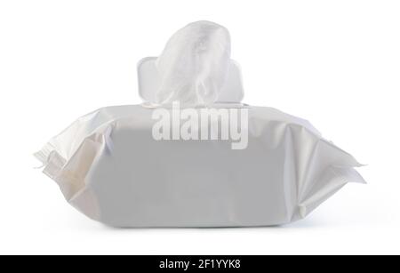 Open wet wipes flow pack Stock Photo