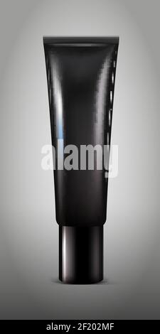 Realistic black cosmetic tube concept for cream gel lip gloss or ...
