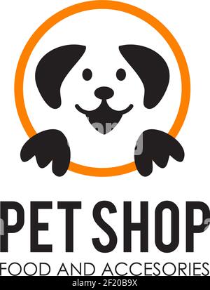 Pet shop logo with using dog head icon vector template Stock Vector