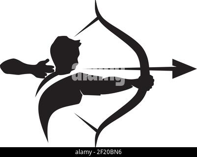Archer man logo design vector template Stock Vector