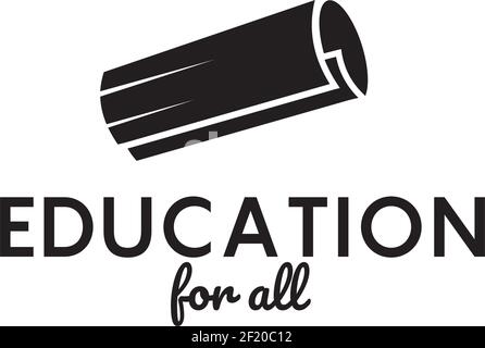 Education logo by using black paper logo design vector template Stock Vector