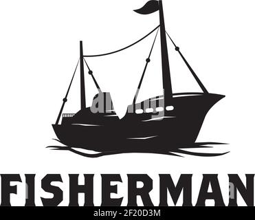 Fisherman boat icon logo design vector template Stock Vector