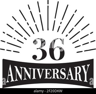 Celebrating 36th year anniversary logo design vector template Stock Vector