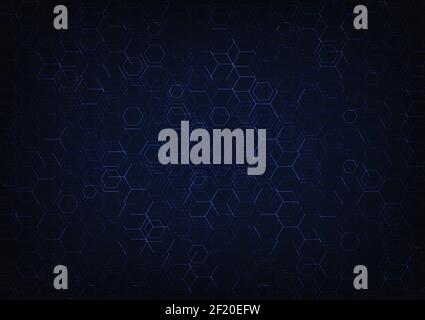 Abstract blue hexagonal design of blockchain style template. Overlapping with crypto-style background. illustration vector Stock Vector