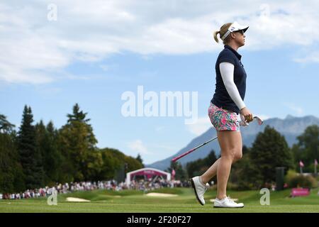 Morgan Pressel of Usa competes during the third round of LPGA Evian Championship 2015, day 6, at Evian Resort Golf Club, in Evian-Les-Bains, France, on September 12, 2015. Photo Philippe Millereau / KMSP / DPPI Stock Photo