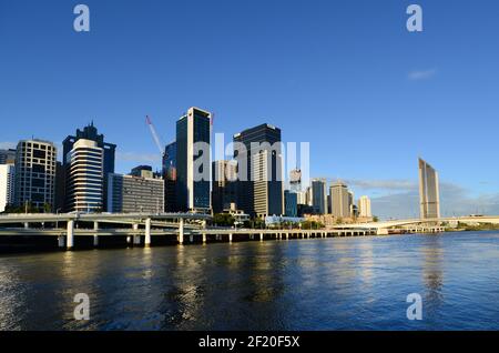 A view of Brisbane's CBD as seen from the South bank of the Brisbane river. Stock Photo