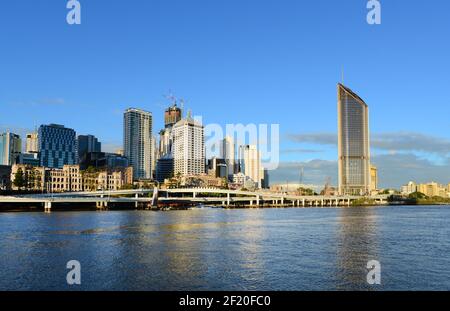 A view of Brisbane's CBD as seen from the South bank of the Brisbane river. Stock Photo