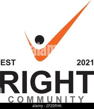Right community logo with people and checklist icon template Stock Vector