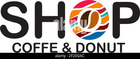 Donut and coffee shop logo design template Stock Vector