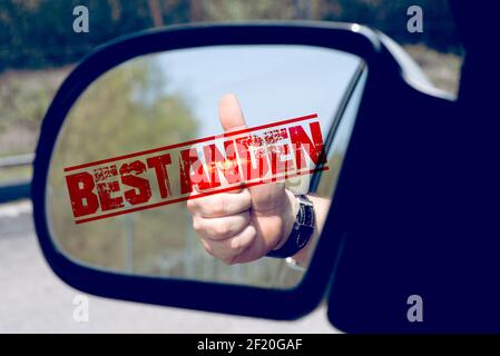 A car, driver's license and exam passed Stock Photo
