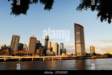 A view of Brisbane's CBD as seen from the South bank of the Brisbane river. Stock Photo