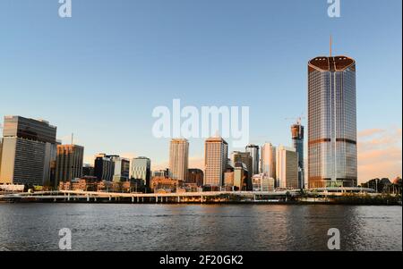 A view of Brisbane's CBD as seen from the South bank of the Brisbane river. Stock Photo