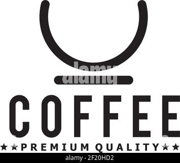 Coffee shop logo with simple line cup design template Stock Vector