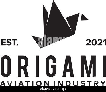 Aviation logo design with using icon of origami bird template Stock Vector