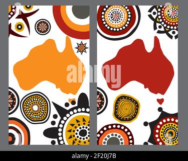 Colorful Abstract Banner Template with aboriginal art style for Web Design, Landing page, and Print Material vector Stock Vector
