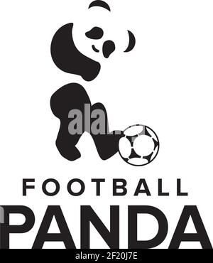 Panda is kicking a ball logo design template Stock Vector