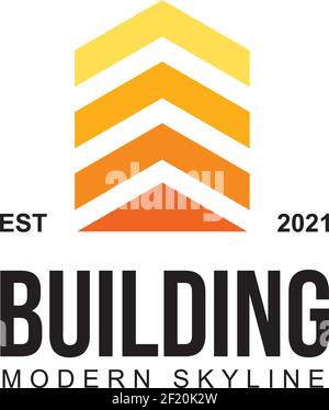 Building logo design with arranged up arrow design template Stock Vector