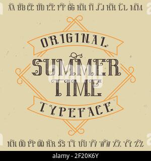 Original label typeface named '"Summer Time". Good to use in any label design. Stock Vector