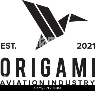 Aviation logo design with using icon of origami bird template Stock Vector