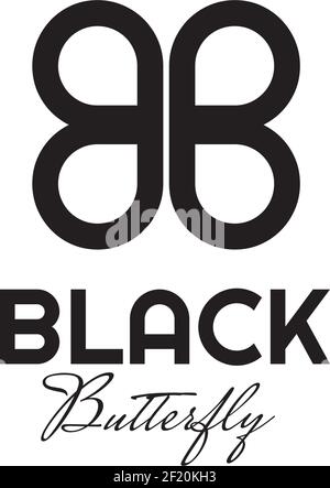 BB letter logo forms a black butterfly design vector template Stock Vector