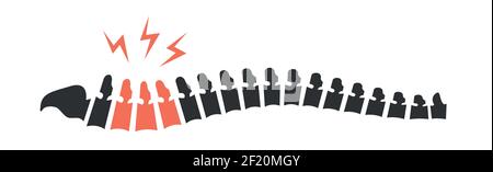 Backache. Back pain vector icon illustration isolated on white background. Damaged Disks Stock Vector