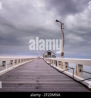 Old wooden pier of Blankenberge on the Belgian coast. Stock Photo