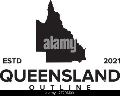 Queensland outline map logo design vector template Stock Vector