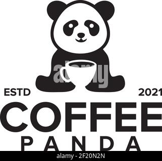 Coffee panda logo design vector template Stock Vector