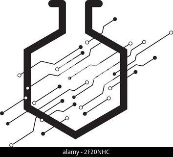Digital lab logo design with electrical circuit design template Stock Vector