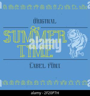 Original label typeface named '"Summer Time". Good to use in any label design. Stock Vector