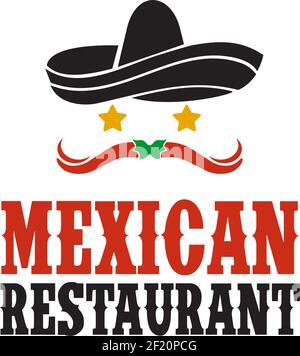 Mexican restaurant with traditional hat of Mexico design Stock Vector