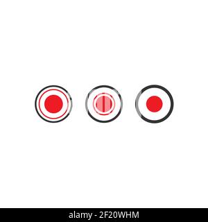 black and red record icons set podcast button. radio, podcast logo. Audio message, voice, record, speak sign. Vector illustration isolated on white Stock Vector