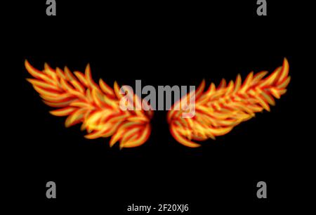 Vector Flame Wings isolated on black background Stock Vector