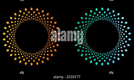 Geometric halftone pattern, color gradient background, simple minimal halftone color gradient, radial style spots ornate fashion pattern Stock Vector