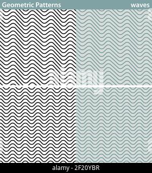 Four seamless patterns with geometric motifs. Stock Vector