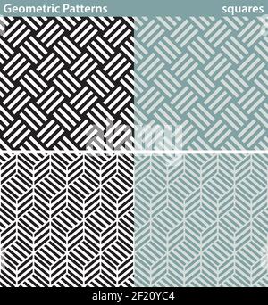 Four seamless patterns with geometric motifs. Stock Vector